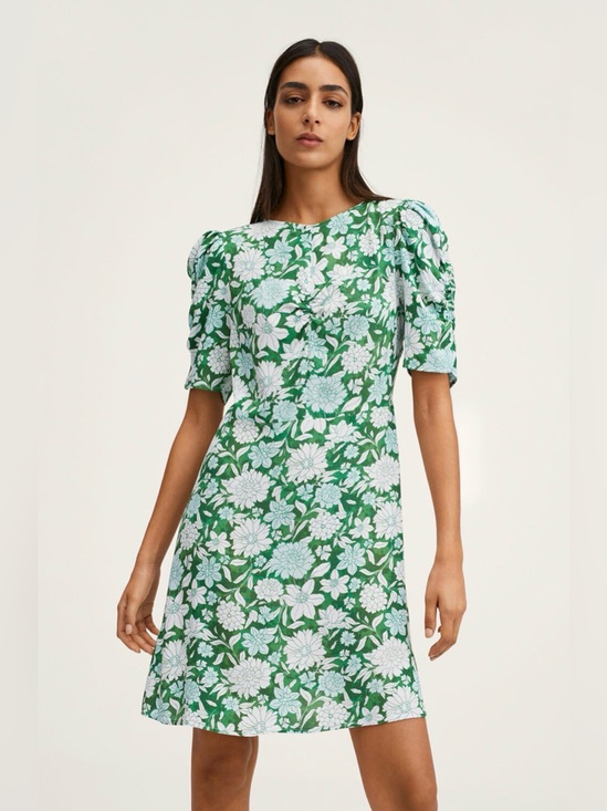 Mango Dresses & Skirts - Mango loli-h Green and White Floral Dress
